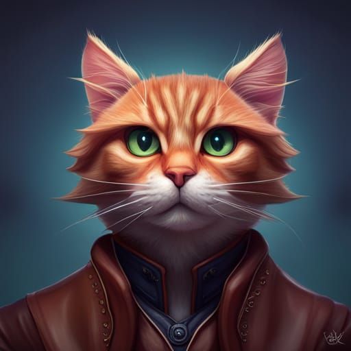 Humorous Cat Portrait in Hyperdetailed Style