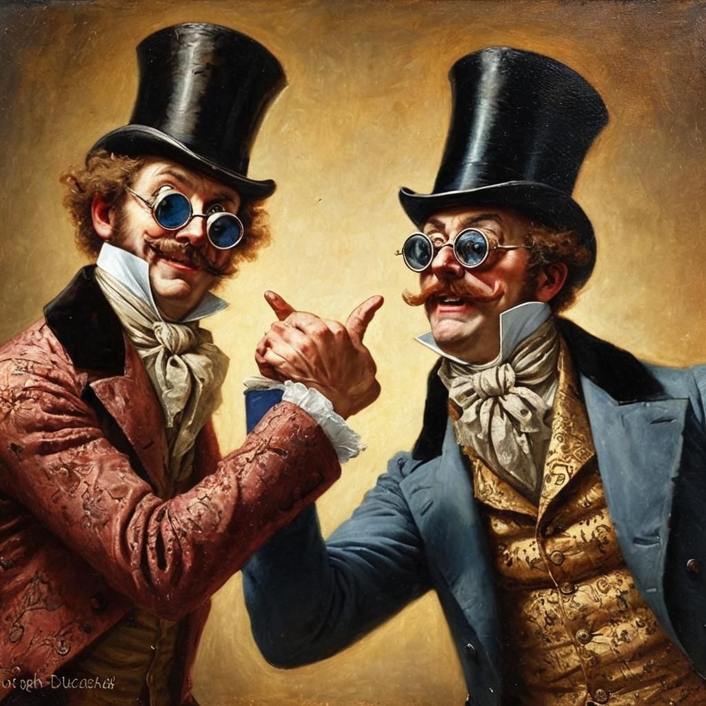 Edwardian Aristocrats Raise a Fist in Joyful, Whimsical Oil...