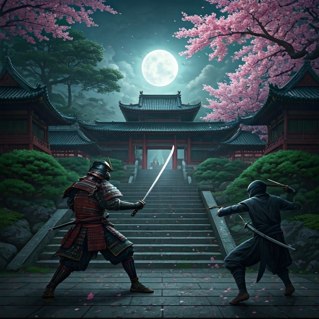 Samurai vs Ninja in Hyperrealistic Garden Battle