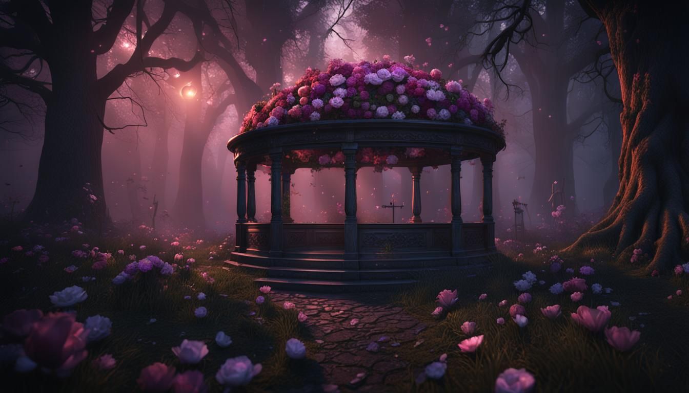 Creepy Eldritch Horror Scene with Volumetric Lighting