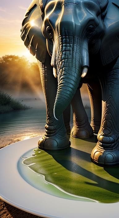 Savanna Sunset Silhouette in 80s Animation Style