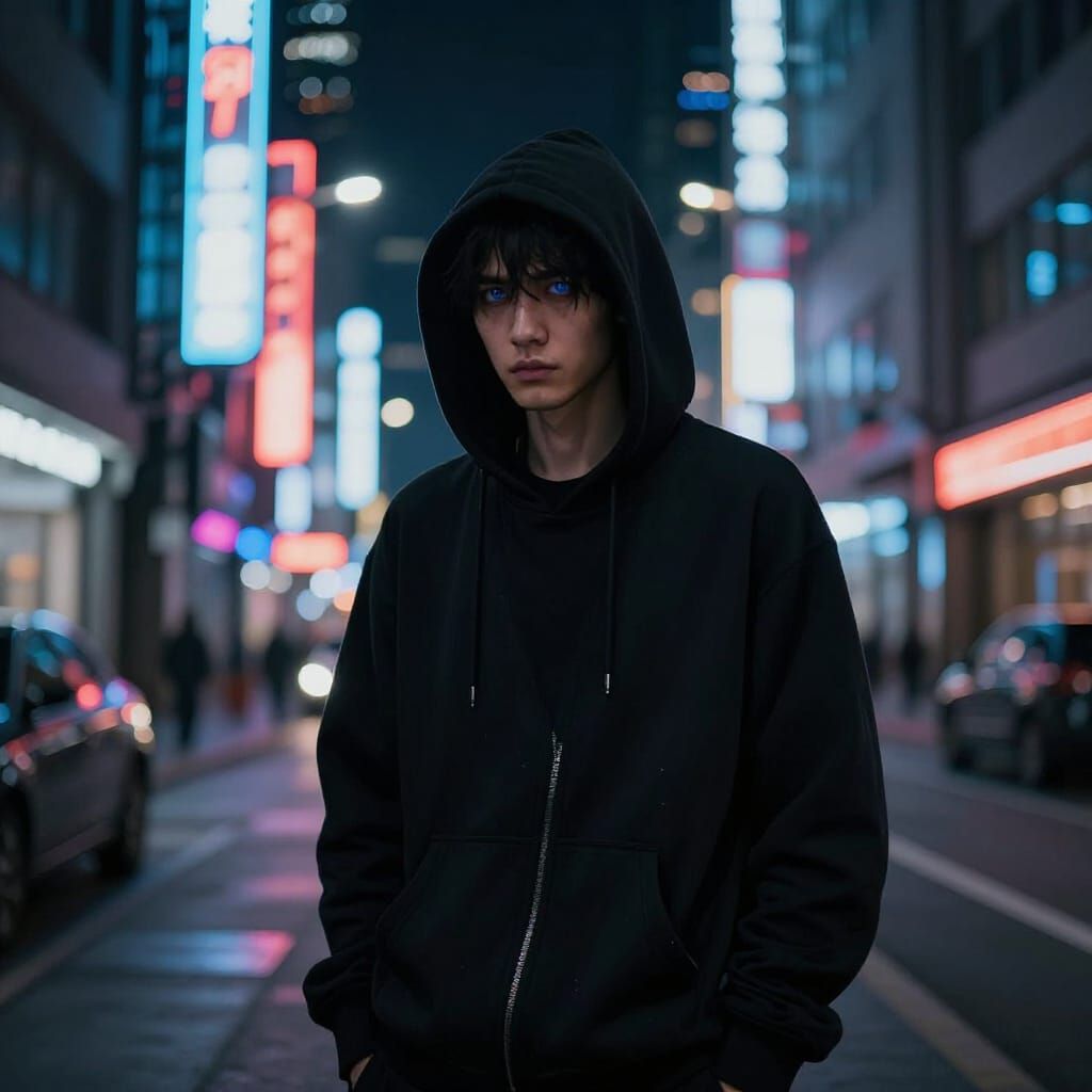 Futuristic City Dweller in Neon Glow