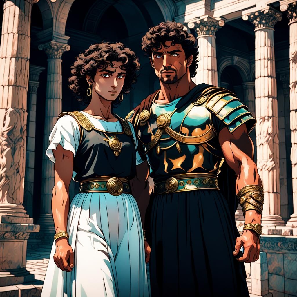 Roman Couple in Pompeii: Art Nouveau Style