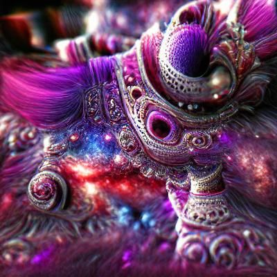 Cosmic Fractal in Purple, Pink, and Red