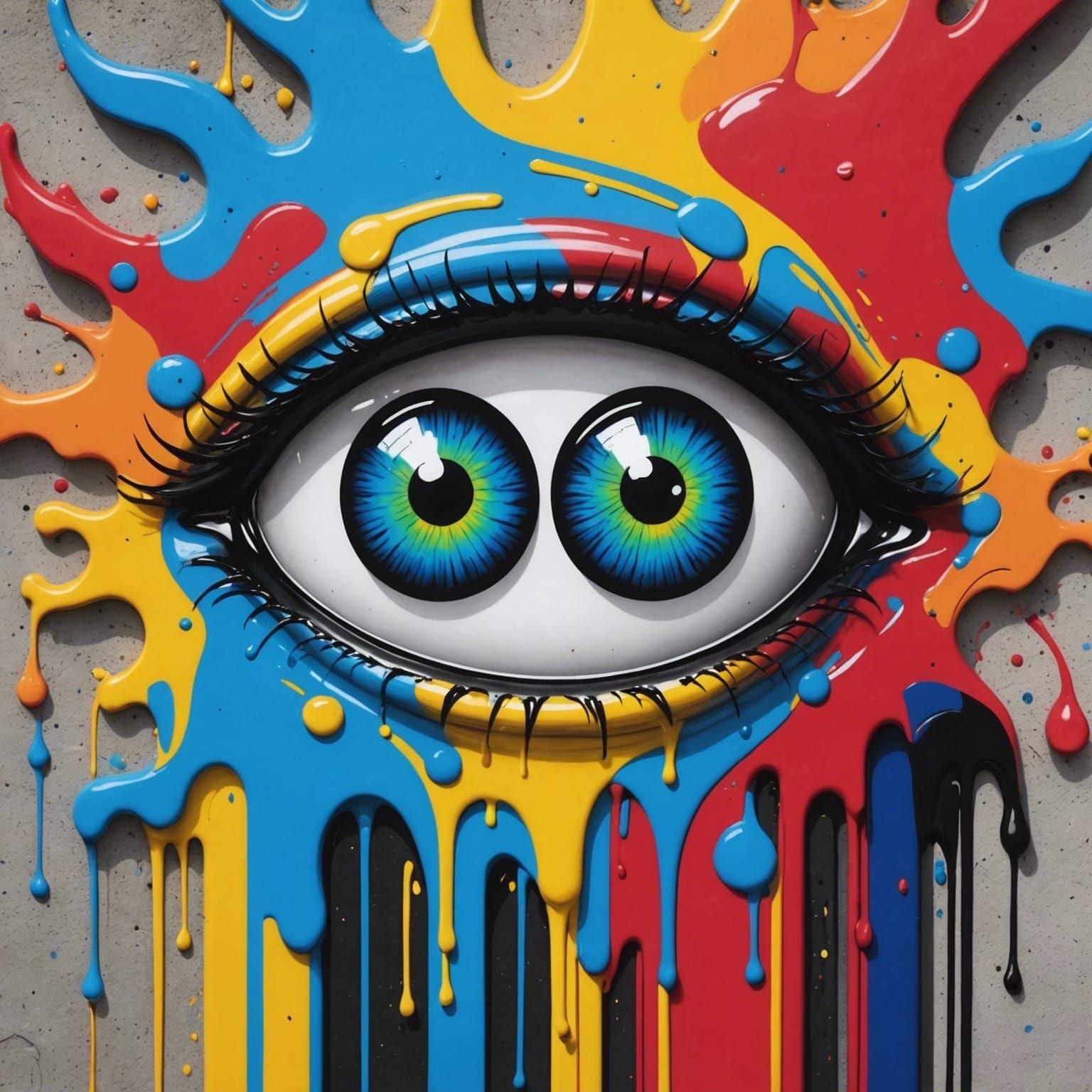 Colorful Googly Eyes Graffiti Street Art