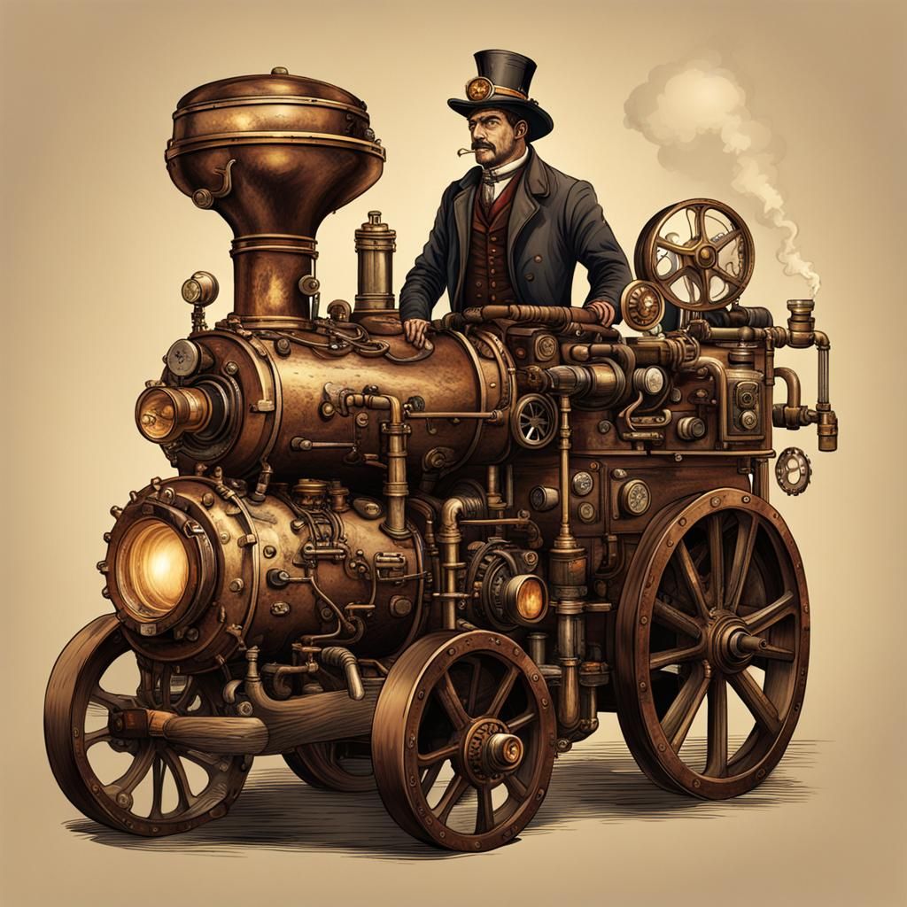 Steampunk Businessmen Selling Stocks and Trading