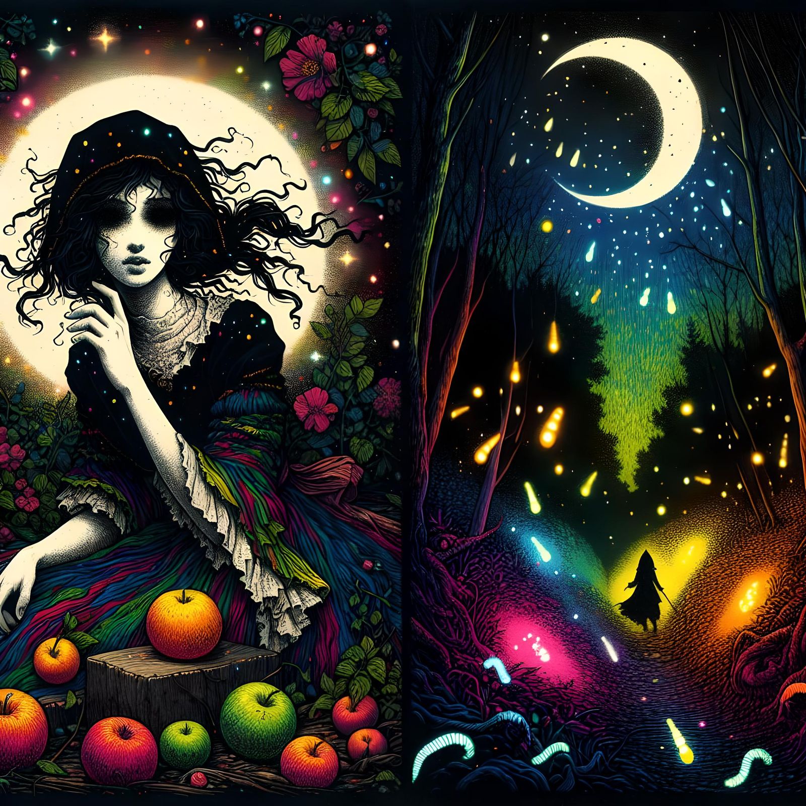 Woman Lost in Mystical Woods: Return-to-the-Roots Art