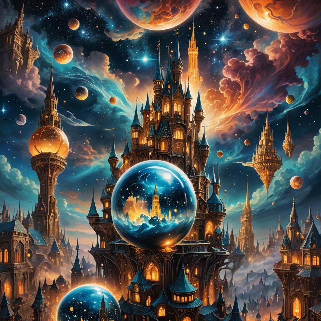 Glowing Orb in Surreal Dreamlike Space Emporium