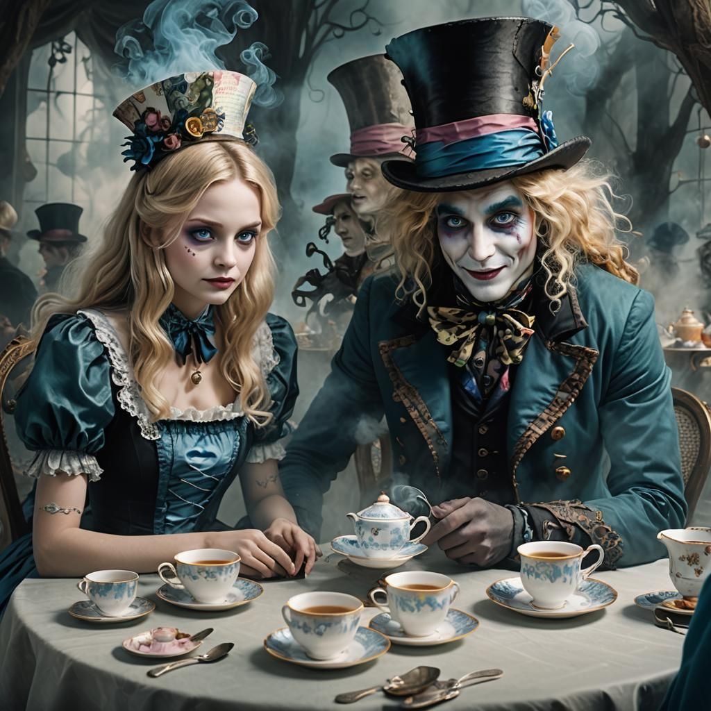 Dark Whimsy: Alice's Sinister Tea Party in Wonderland