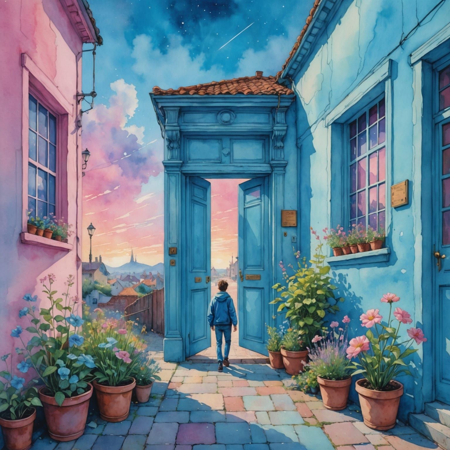 Cosmic Watercolour Enchantment: Man Steps into Vibrant New W...