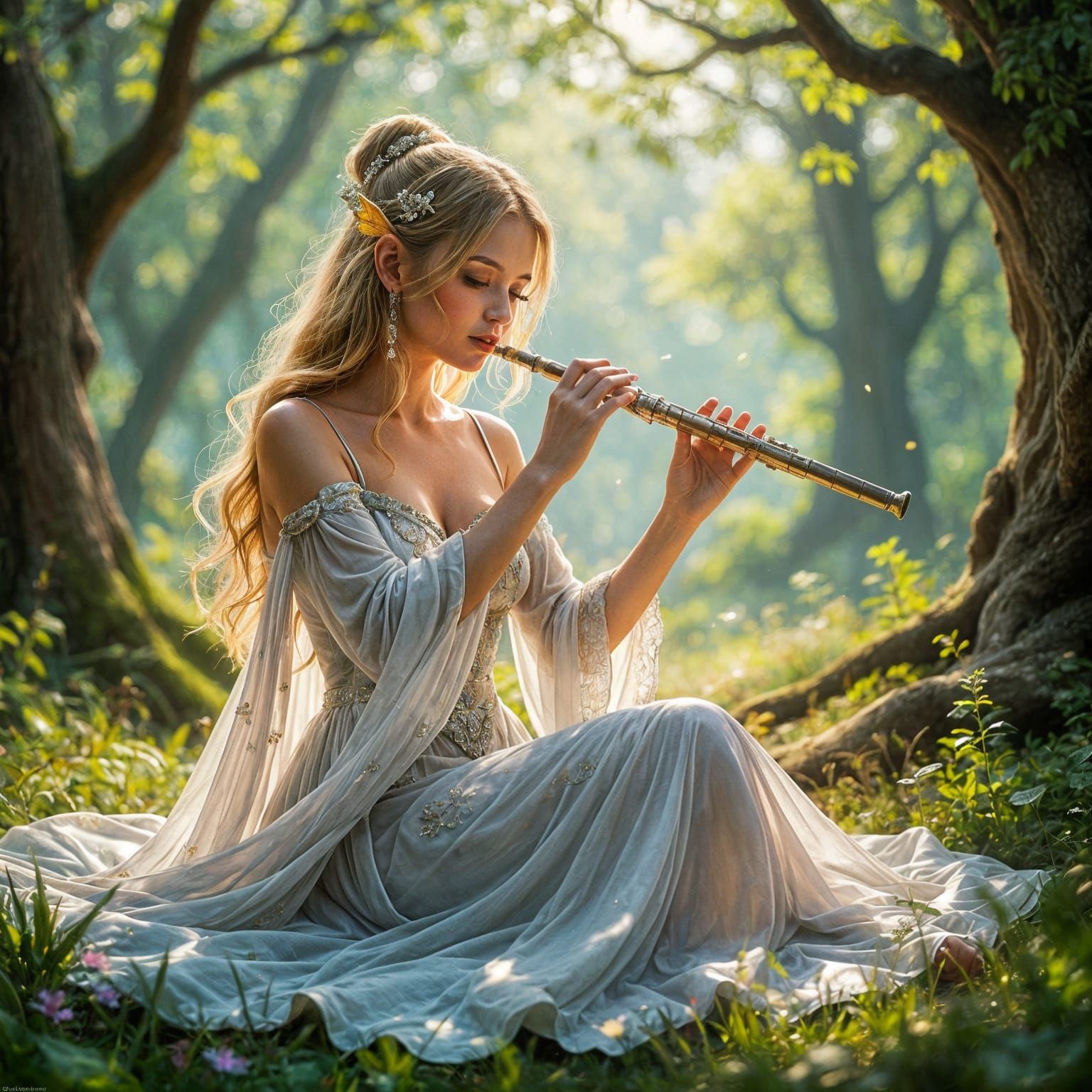 Elven Princess Flute Solo in Magical Forest