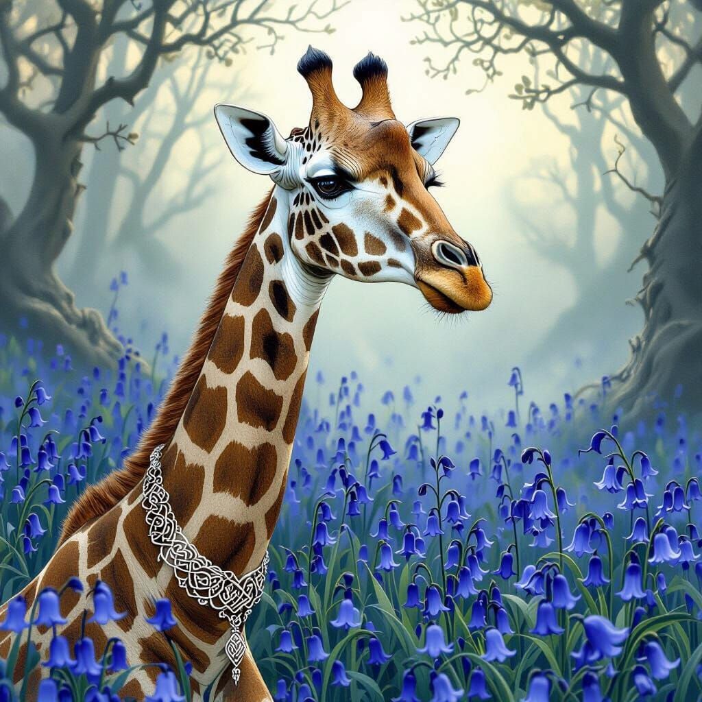 Giraffe with Celtic Knots in Ethereal Lighting