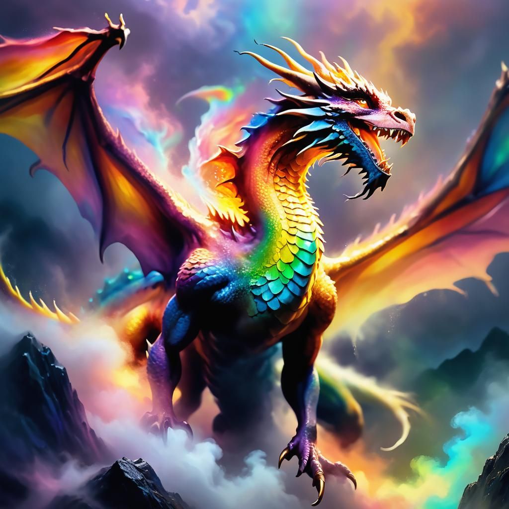 Majestic Dragon Soaring in Mystical Realm