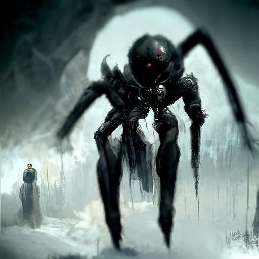 Sinister Humanoid Spider in Dark Style