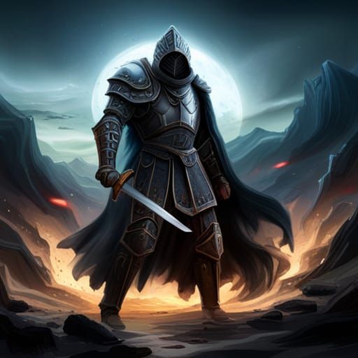 Knight Battles Ghost in Epic Digital Painting