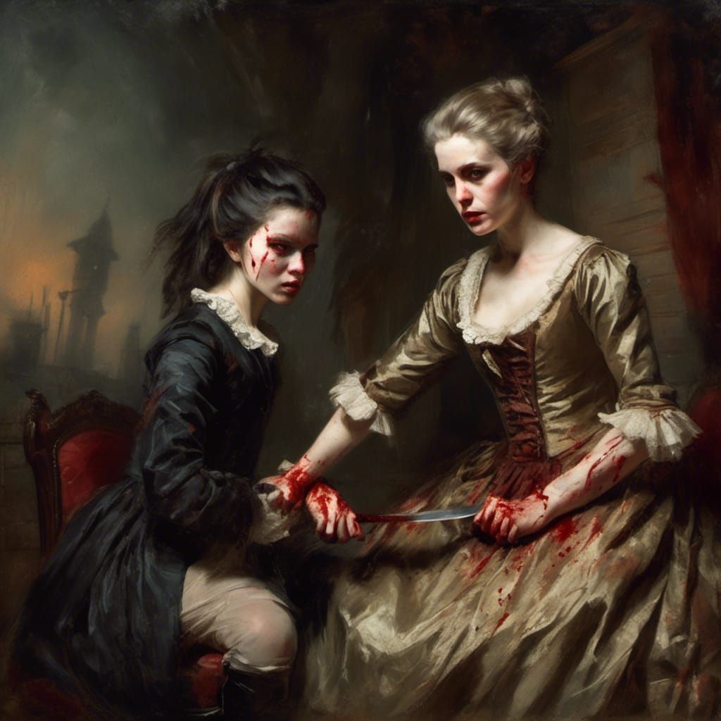 Bloody Servant Stabbing Mistress: Macabre 18th Century Art
