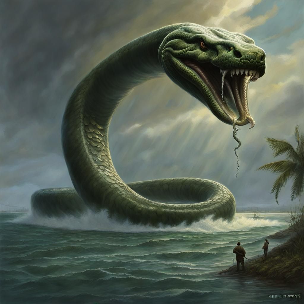 Sinister Titanoboa Emerges from Waterspout