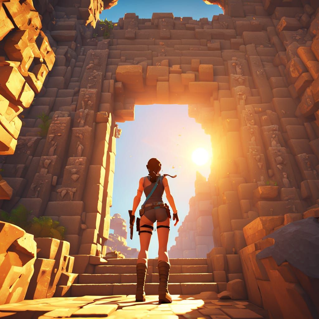 Classic Lara Croft in Retro Pixel Art Style Reaches Out with...