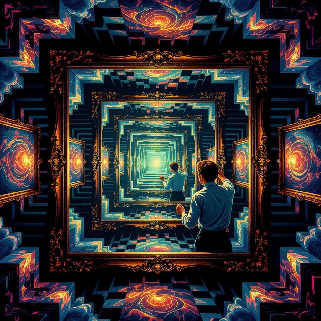 Infinite Art Recursion: Artist Paints Own Portrait in Surrea...