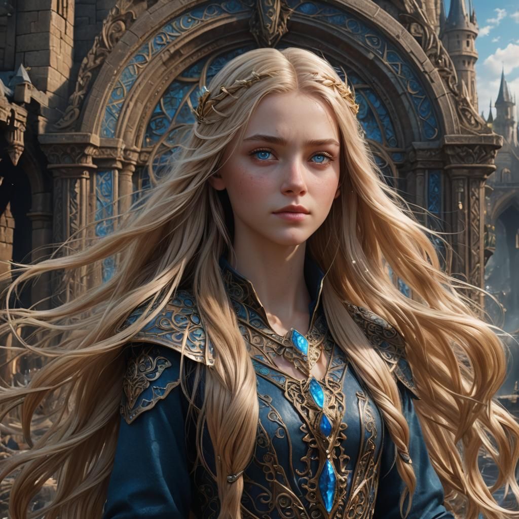 Blonde Girl Portrait in Fantasy Concept Art