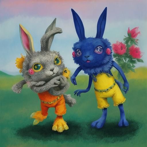Surreal Alien Rabbit in Vibrant, Expressionistic Style