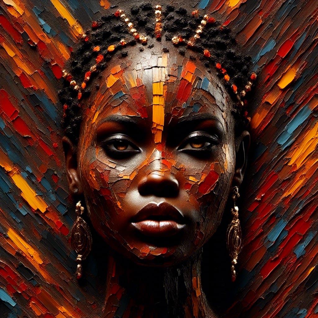 Stunning African Woman with Dreamy Eyes in Chiaroscuro
