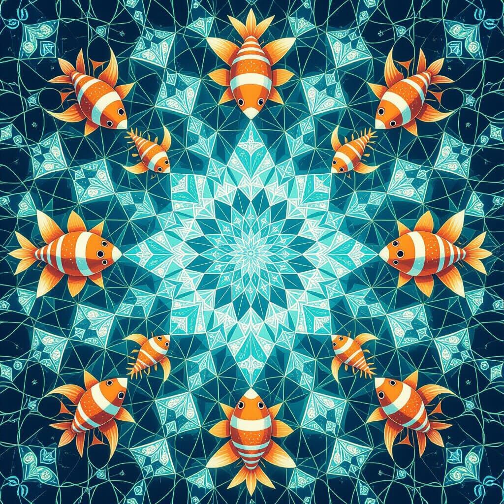 Oceanic Kaleidoscope: Geometric Designs in Luminous Detail