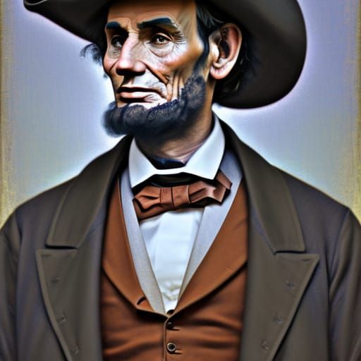 Abraham Lincoln in Denim Jacket, Art Nouveau Portrait