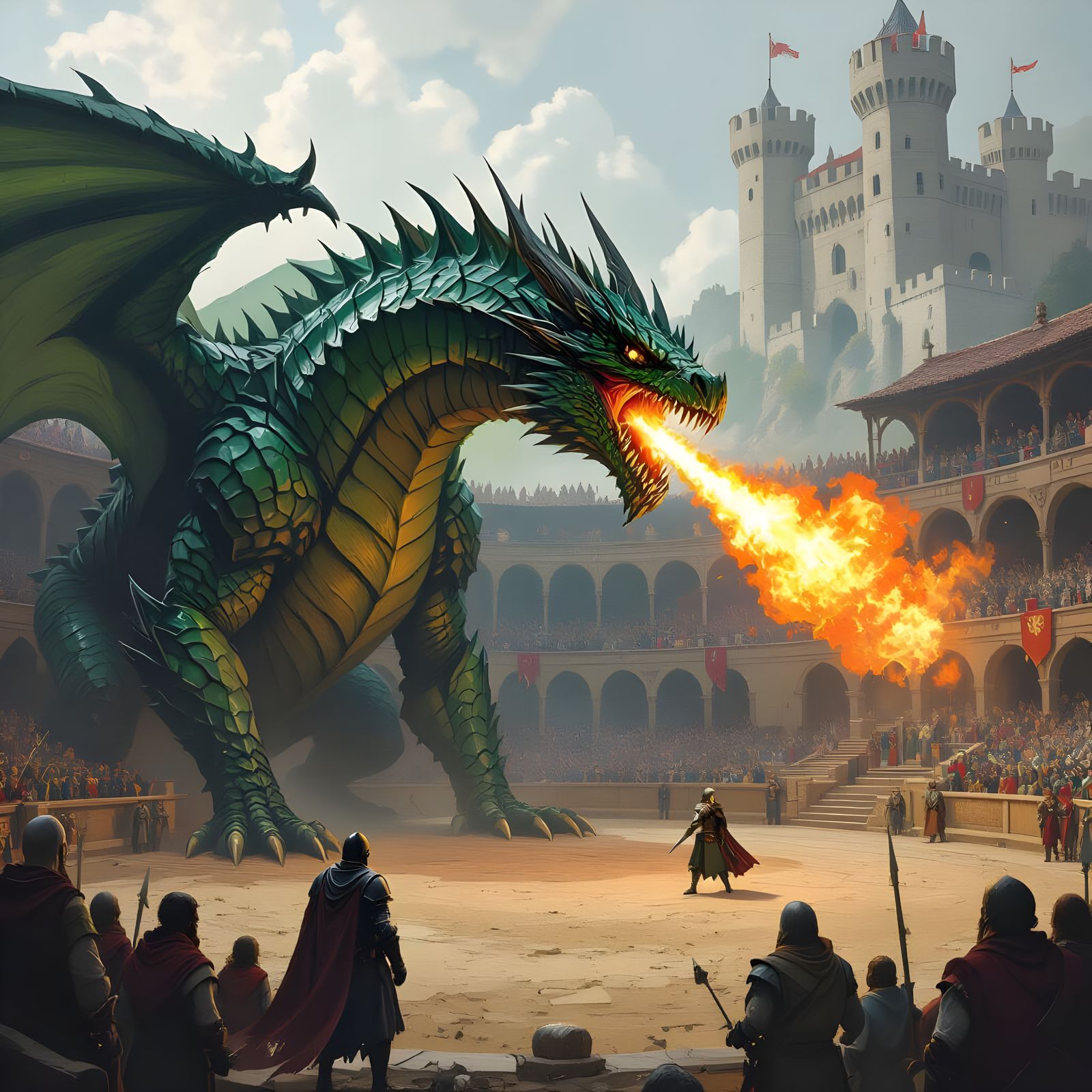 Dragon vs Knight Mural in Medieval Stadium