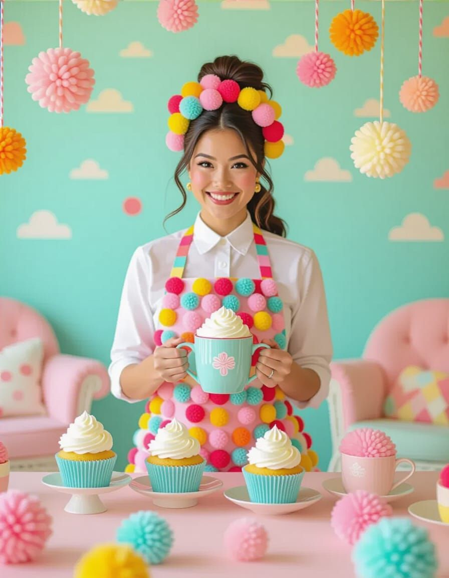 Pom Pom Cafe with Yarn Cupcakes in Pastel Tones
