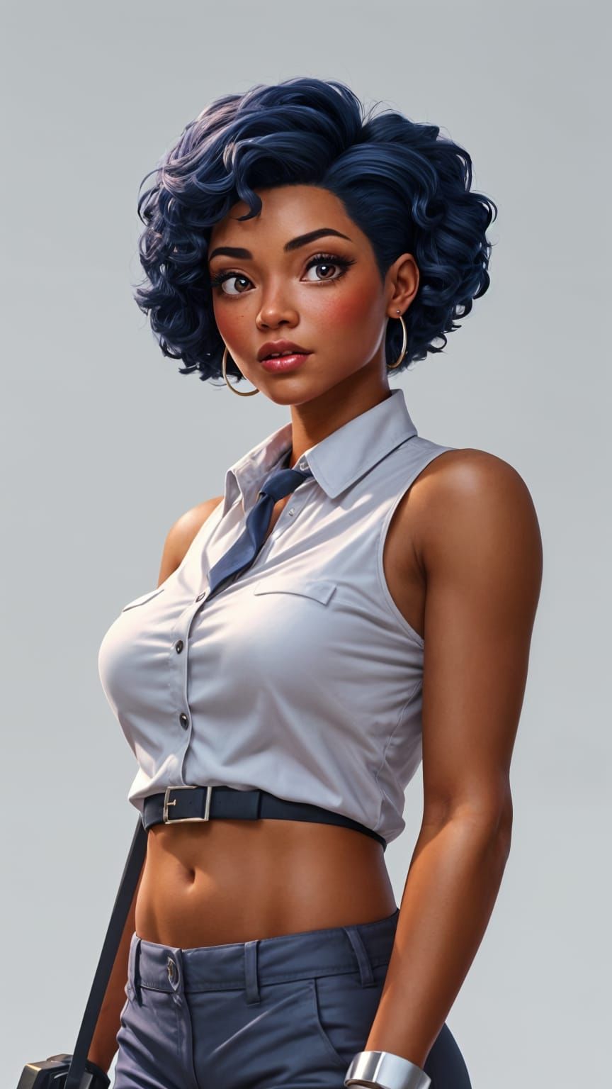 Elegant 3D Anime Art of a Confident African Woman
