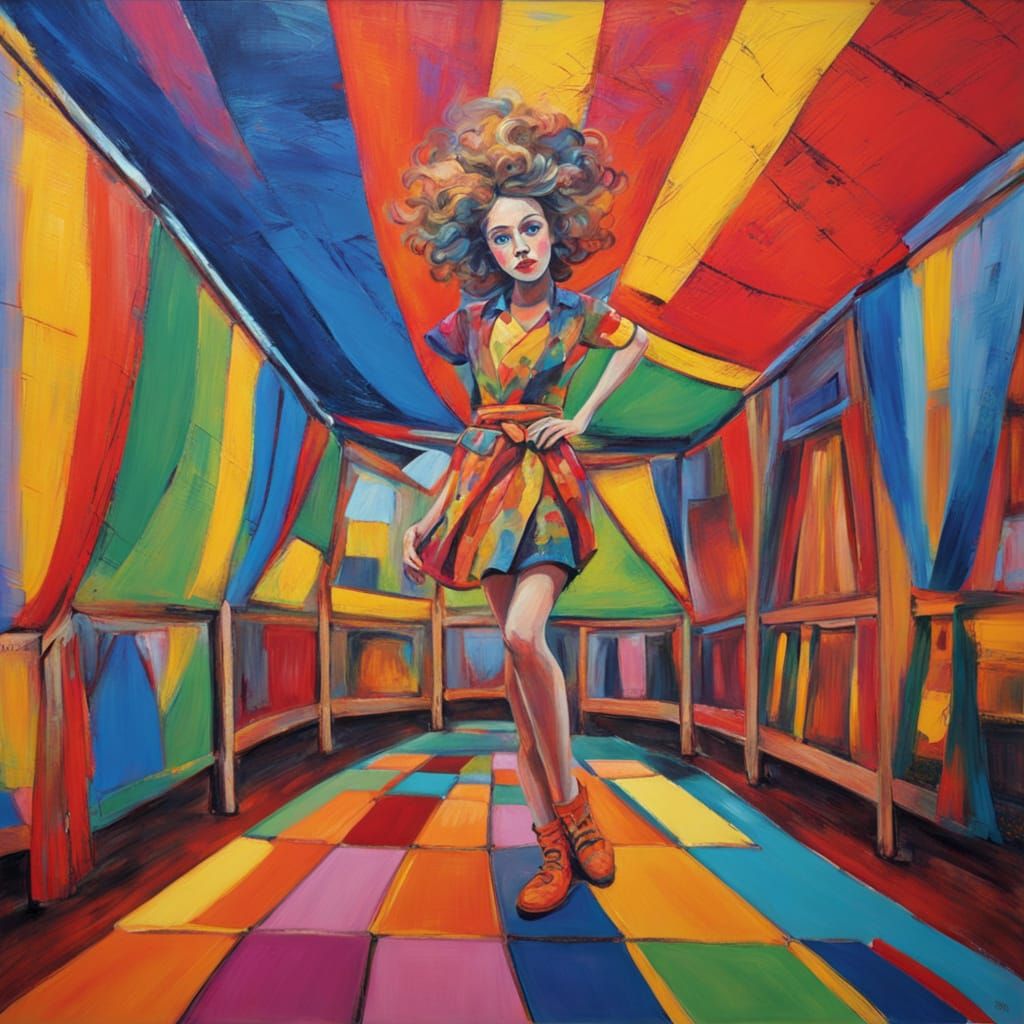 Harlequin Barbie Doll in Neo-Impressionist Circus