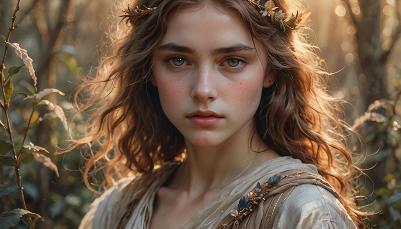 Ethereal Portrait in Pre-Raphaelite Style