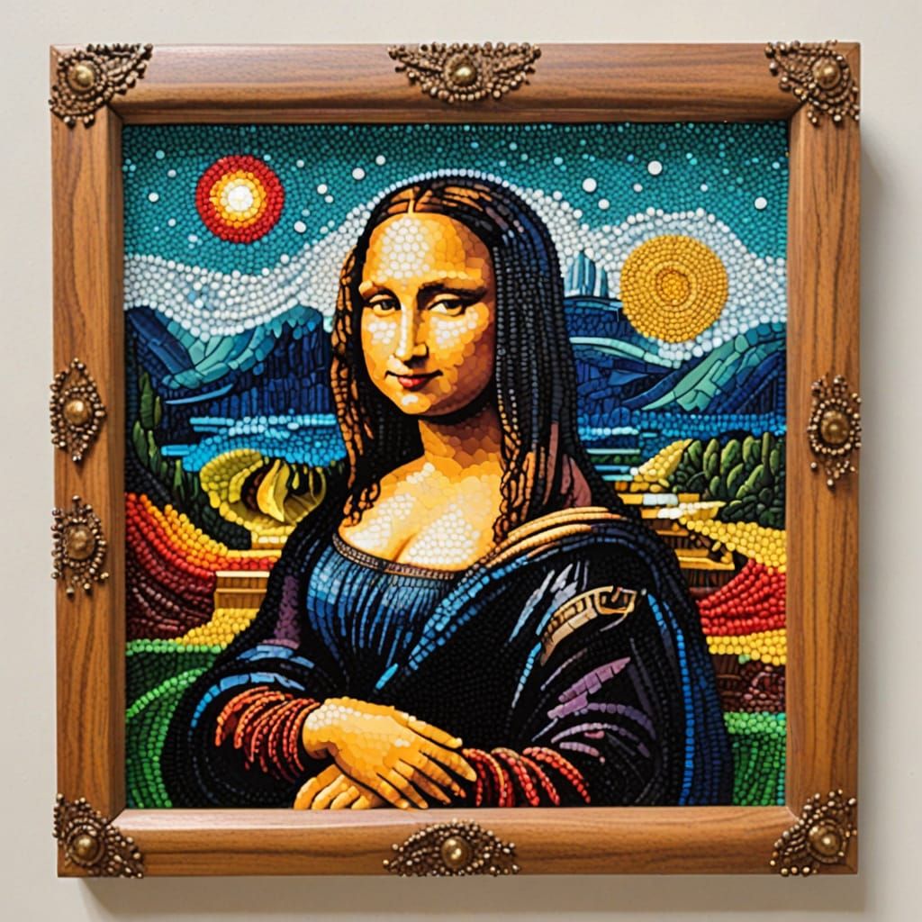Beaded Collage of the Mona Lisa