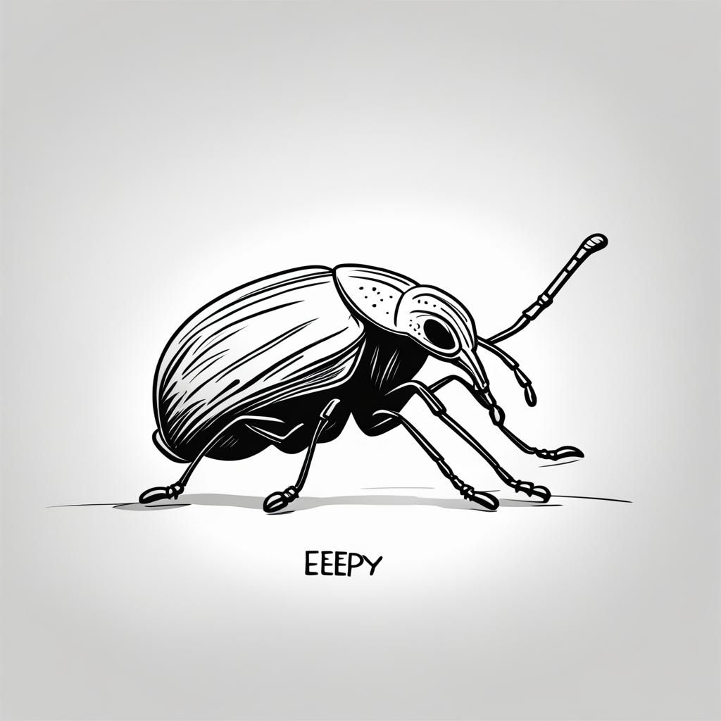 Cartoon Weevil Concept Art: Simplistic Ink Drawing