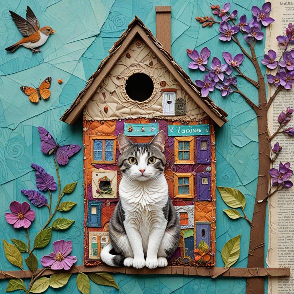 Surreal Whimsical Cartoons of Tiny Houses and Birds