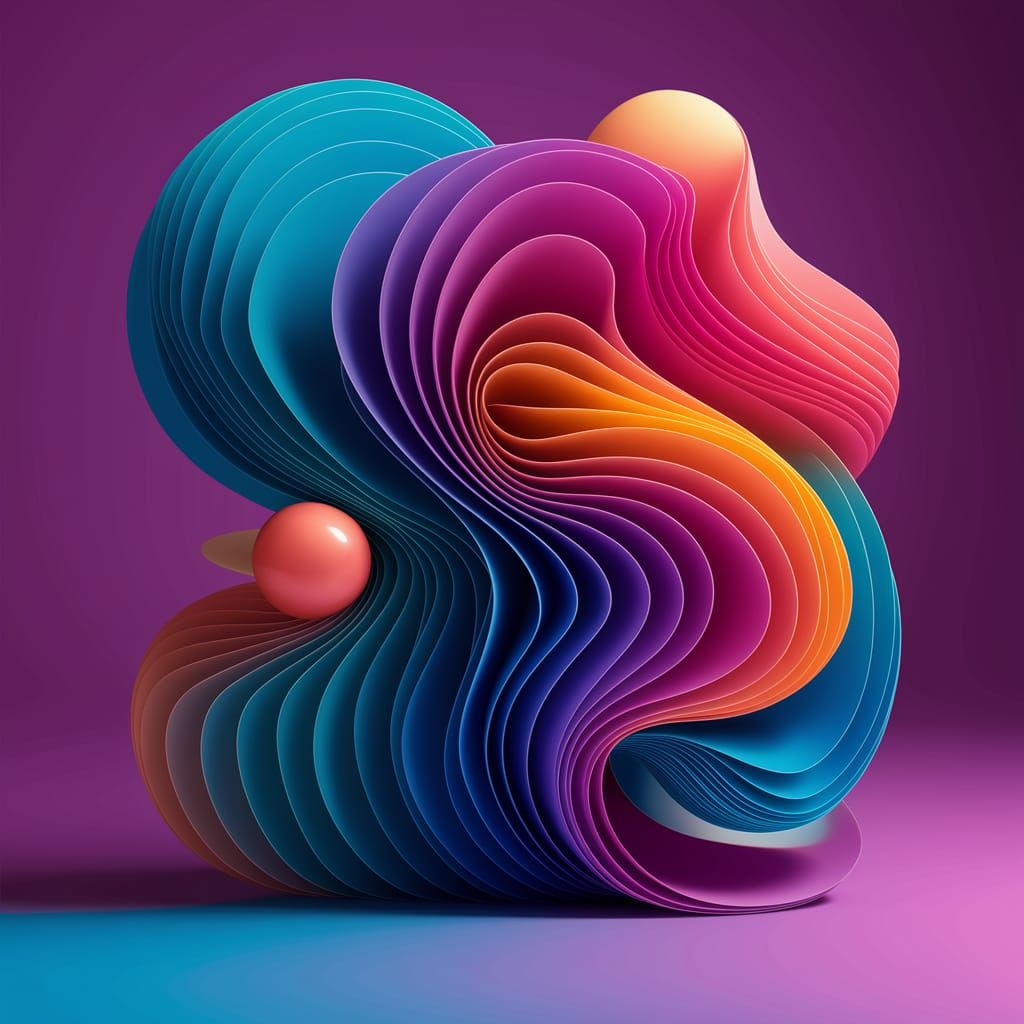 Lyrical Abstraction in Aqua, Purple, and Deep Tones