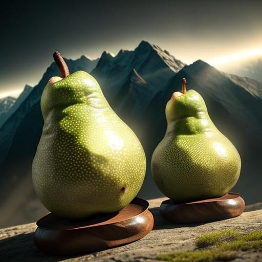 Two Giant Green Pears in Love