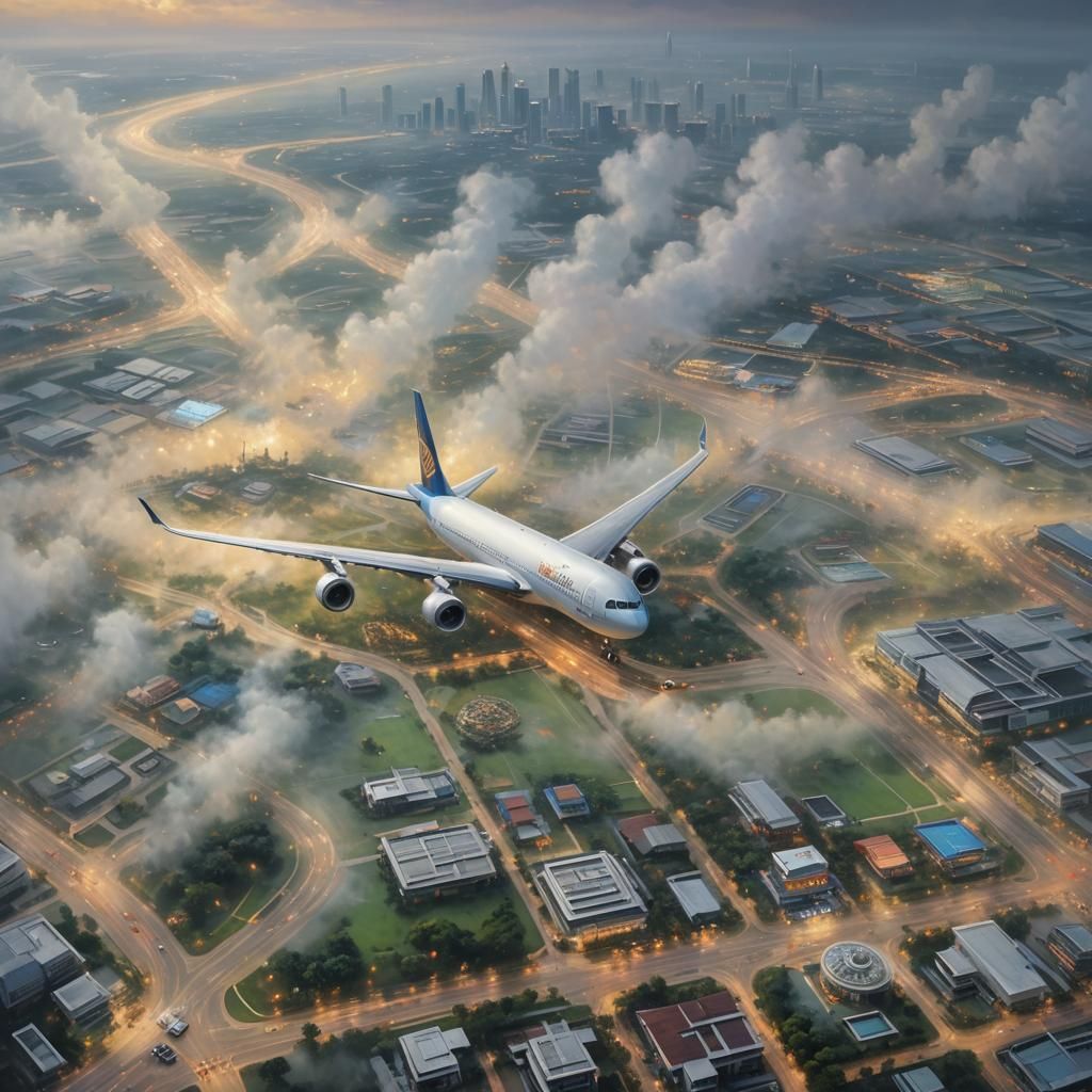 Bangkok Airport at Sunset in Whimsical Hyperdetail