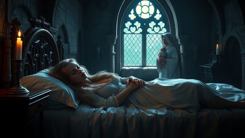 Medieval Queen Slumbers in Castle Bedroom