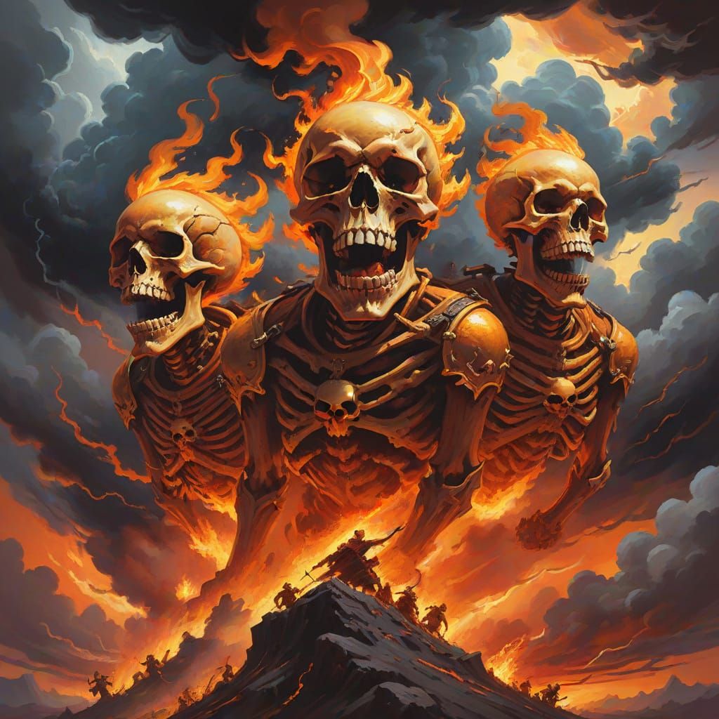 Ghostriders on Storm Clouds in Expressionist Style