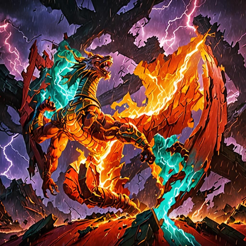 Ruined Shaolin Temple in a Green Storm