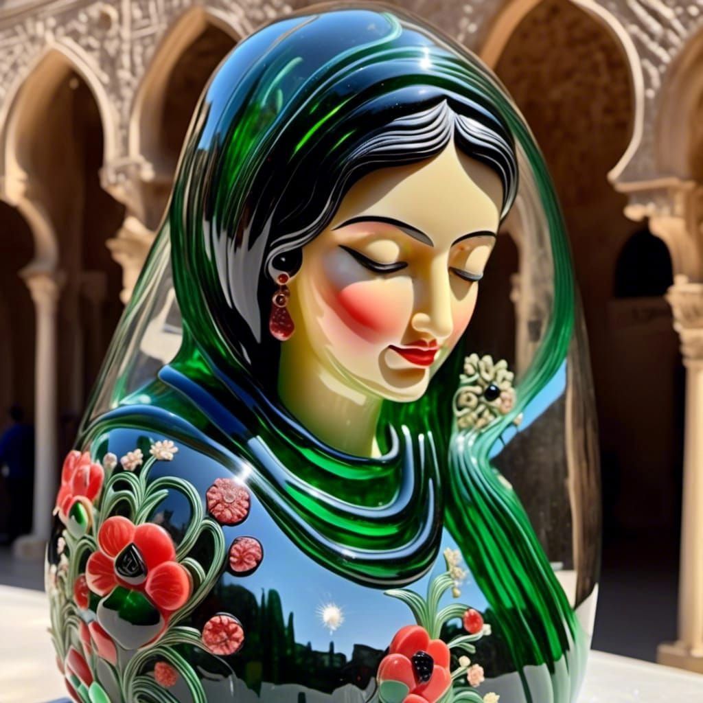 Stained Glass Portrait with Closed Eyes