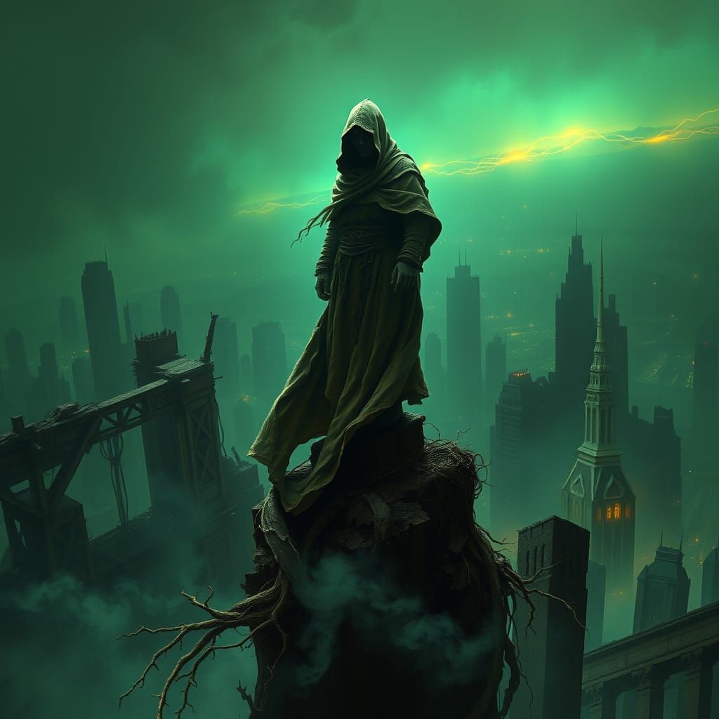 Ethereal Warlock in Forgotten Cityscape