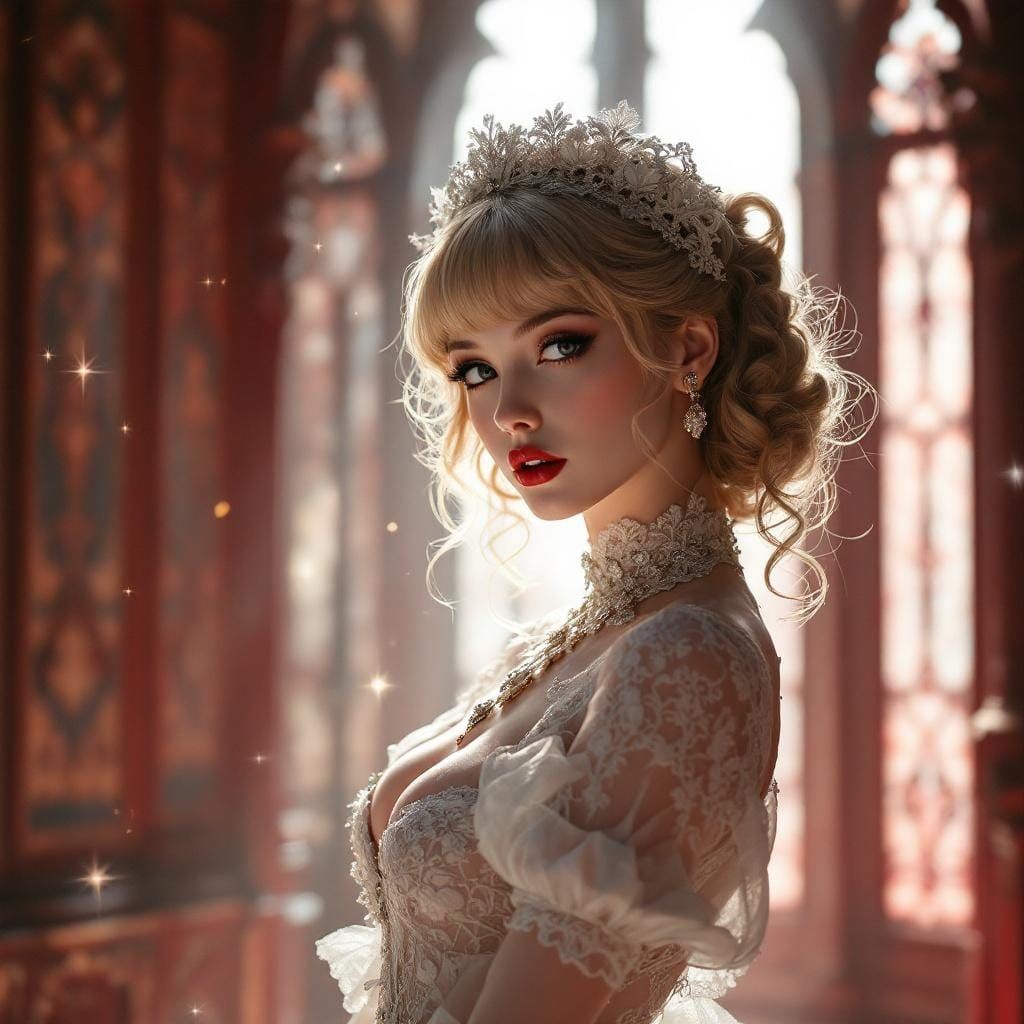 Victorian Maid Cafe Pin-Up in Anime Style