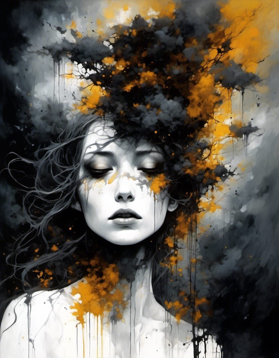 Ethereal Horror: Surreal Dystopian Woman Portrait