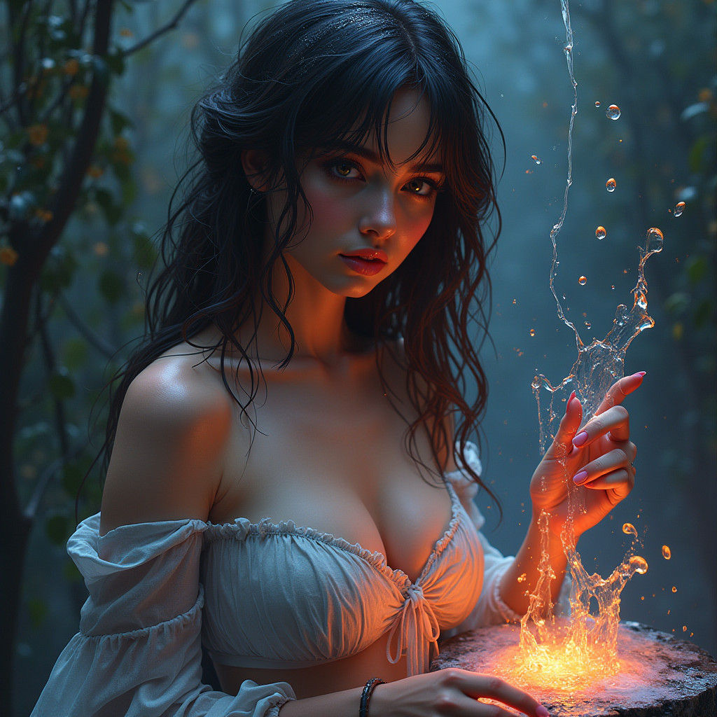 Lovely Stranger Portrait with Fire and Ice Bubbles