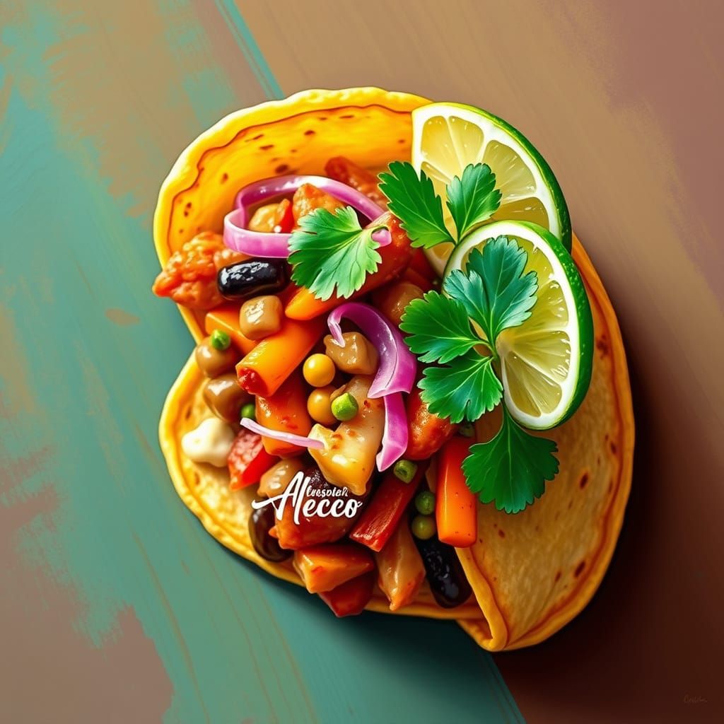 Vibrant Taco in Whimsical Art Style