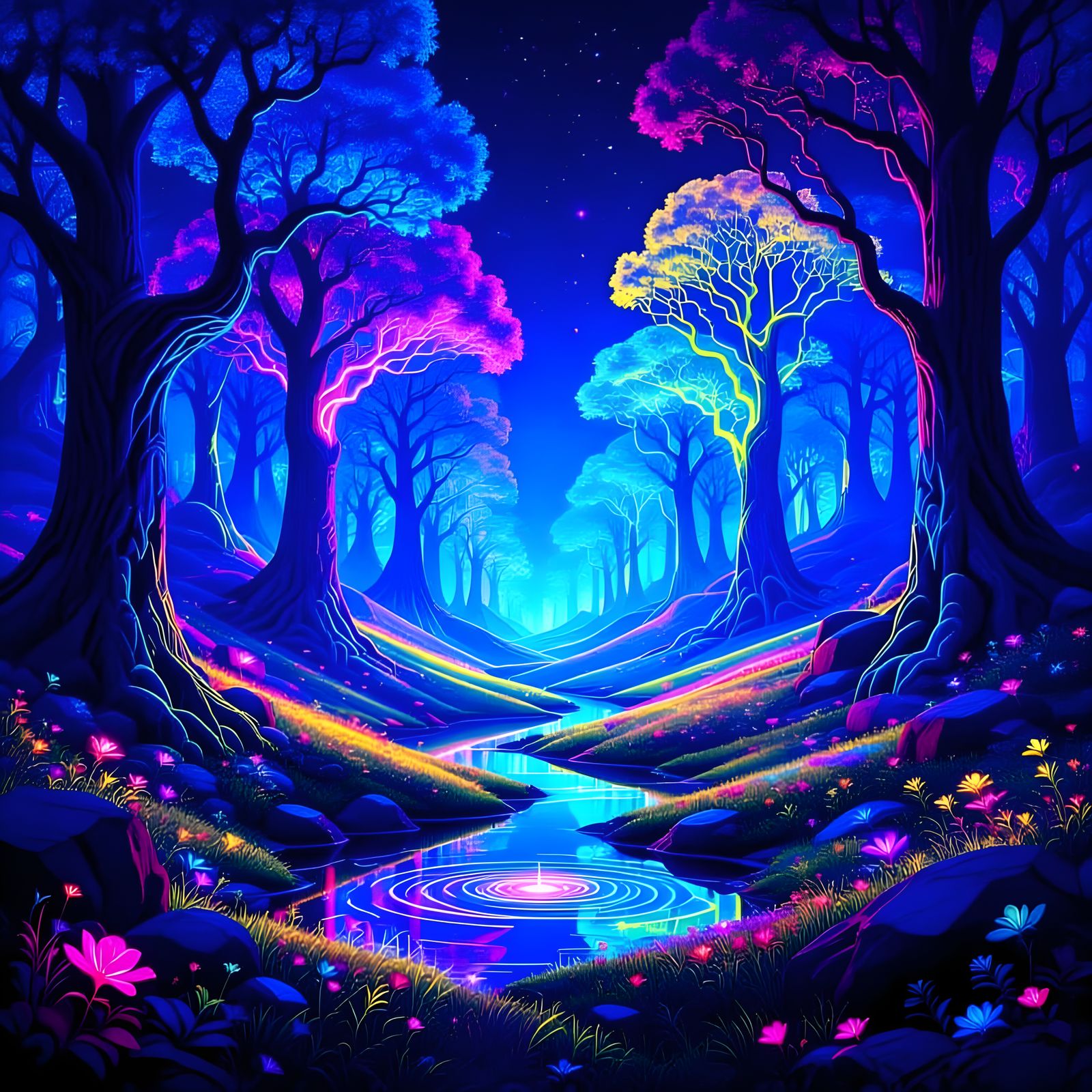 Vibrant Neon Accents Added to Image