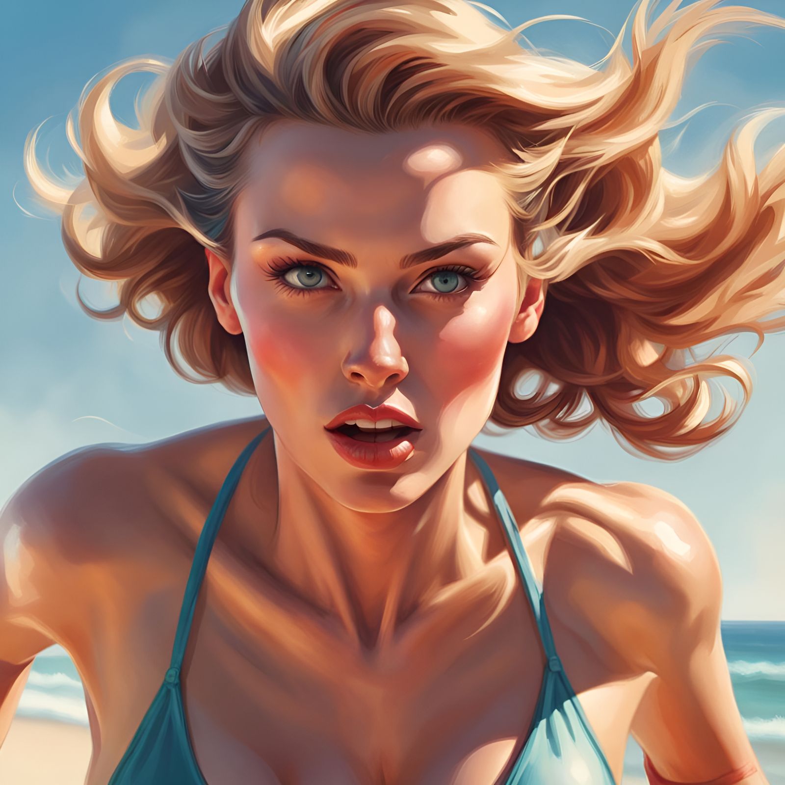 Stunning Woman in Bikini: Pin-Up Style Portrait